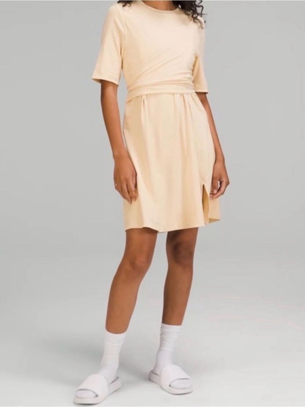 Lululemon | Cotton Wrap-Front T-Shirt Dress Prosecco | size m